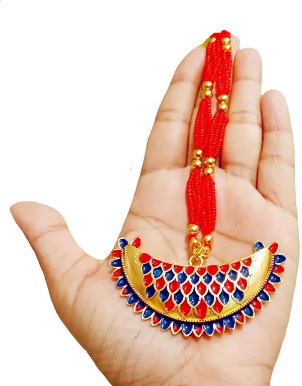 Assamese_Traditional_Gold_Plated_Red_Blue_Colour_Necklace_For_Girls_&_Women